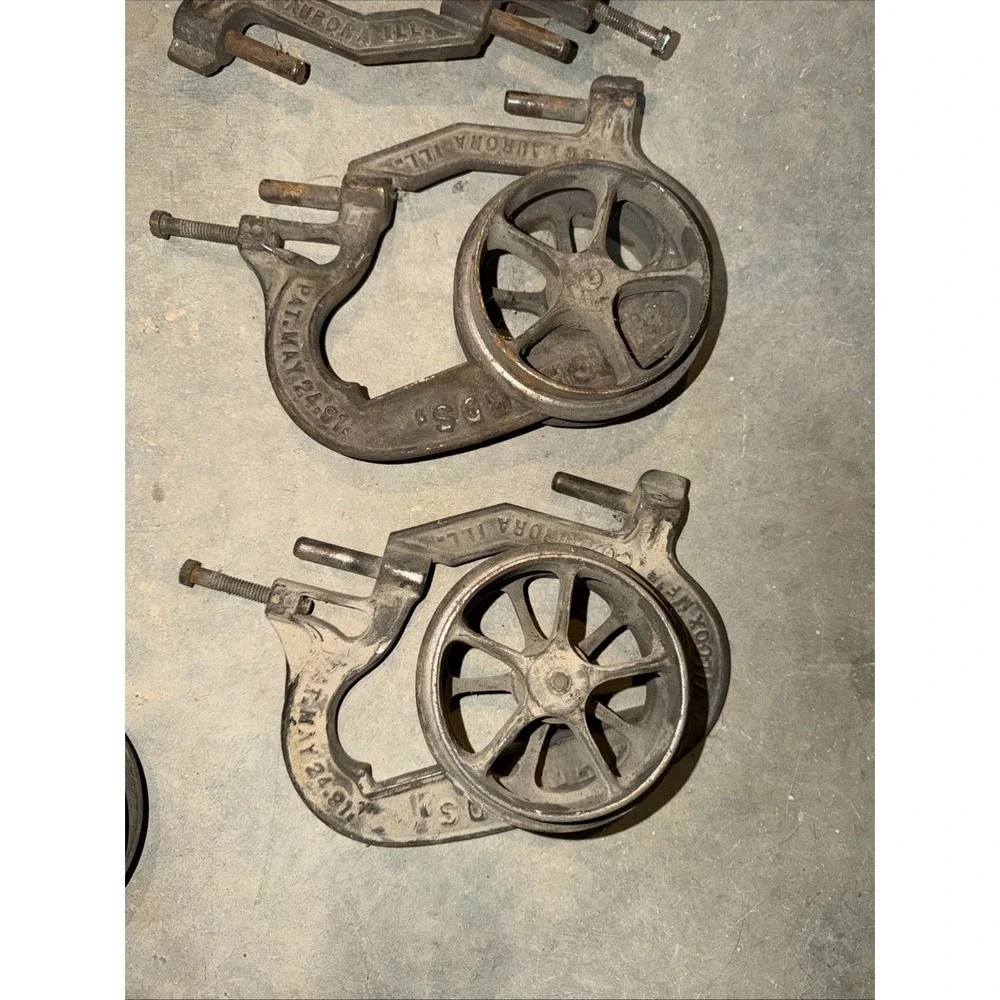 Antique Cast Iron Barn Door Pocket Door Trolley Parts Rollers Wilcox - Richards